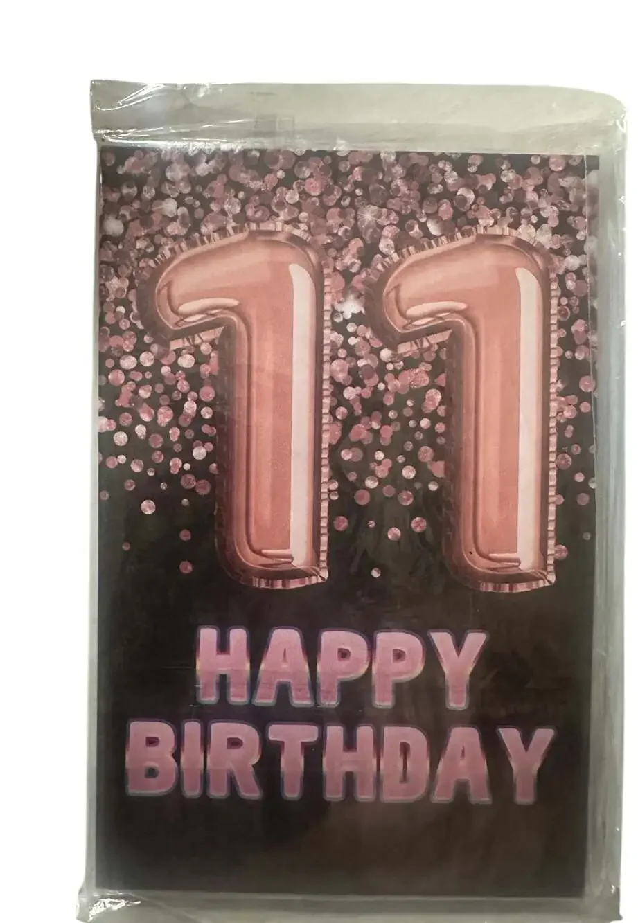 Rose Gold Glitter 11th Birthday Party Invitation Cards with Envelopes
